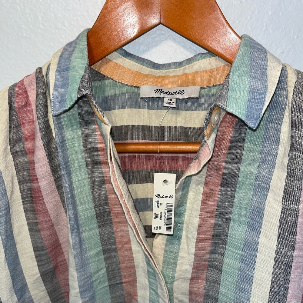MADEWELL WOMEN Size XS HILLTOP SHIRT IN STRIPE - Picture 4 of 5